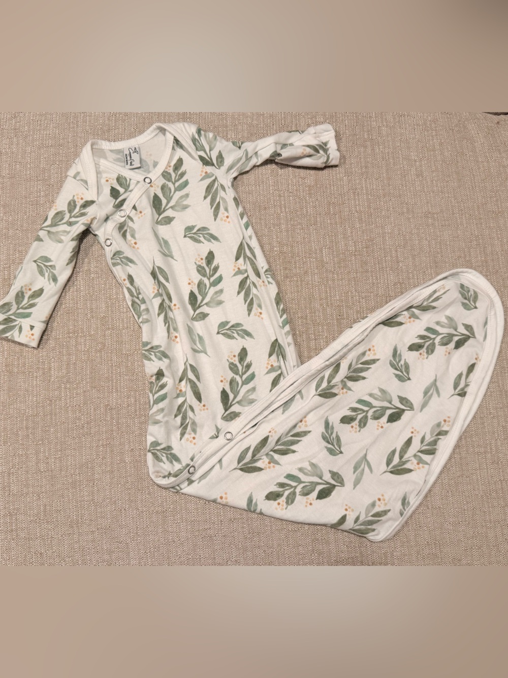 Newborn Leaf-Print Sleep Gown - Green